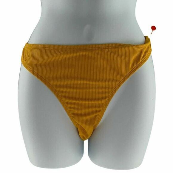 Xhilaration Bikini Bottom Womens Size Large Stretch Ribbed Cheeky Yellow Swimwea - Picture 3 of 6